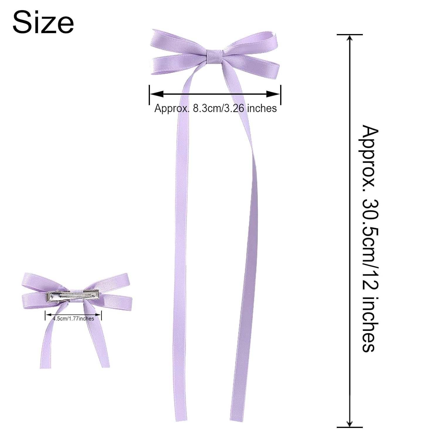 Nova Glam Essentials 8-Piece Double Hair Bows - Long Tassel Ribbon Hair Clips for Women & Girls (Y2K Kawaii Hair Accessories, 4 Colors)