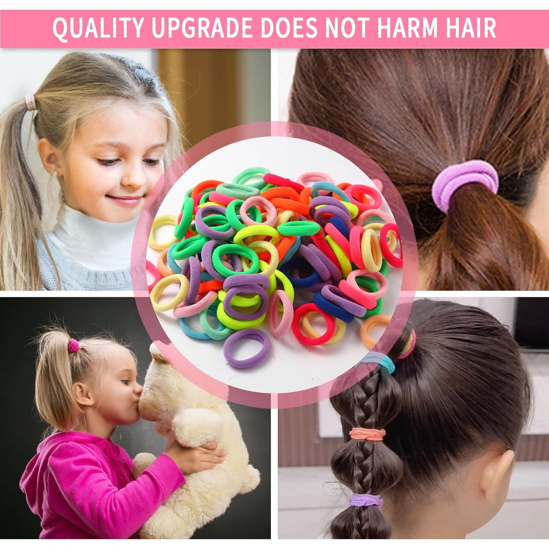 Nova Glam Essentials 100-Piece Seamless Hair Ties - Cotton Elastic Ponytail Holders for Women & Girls 