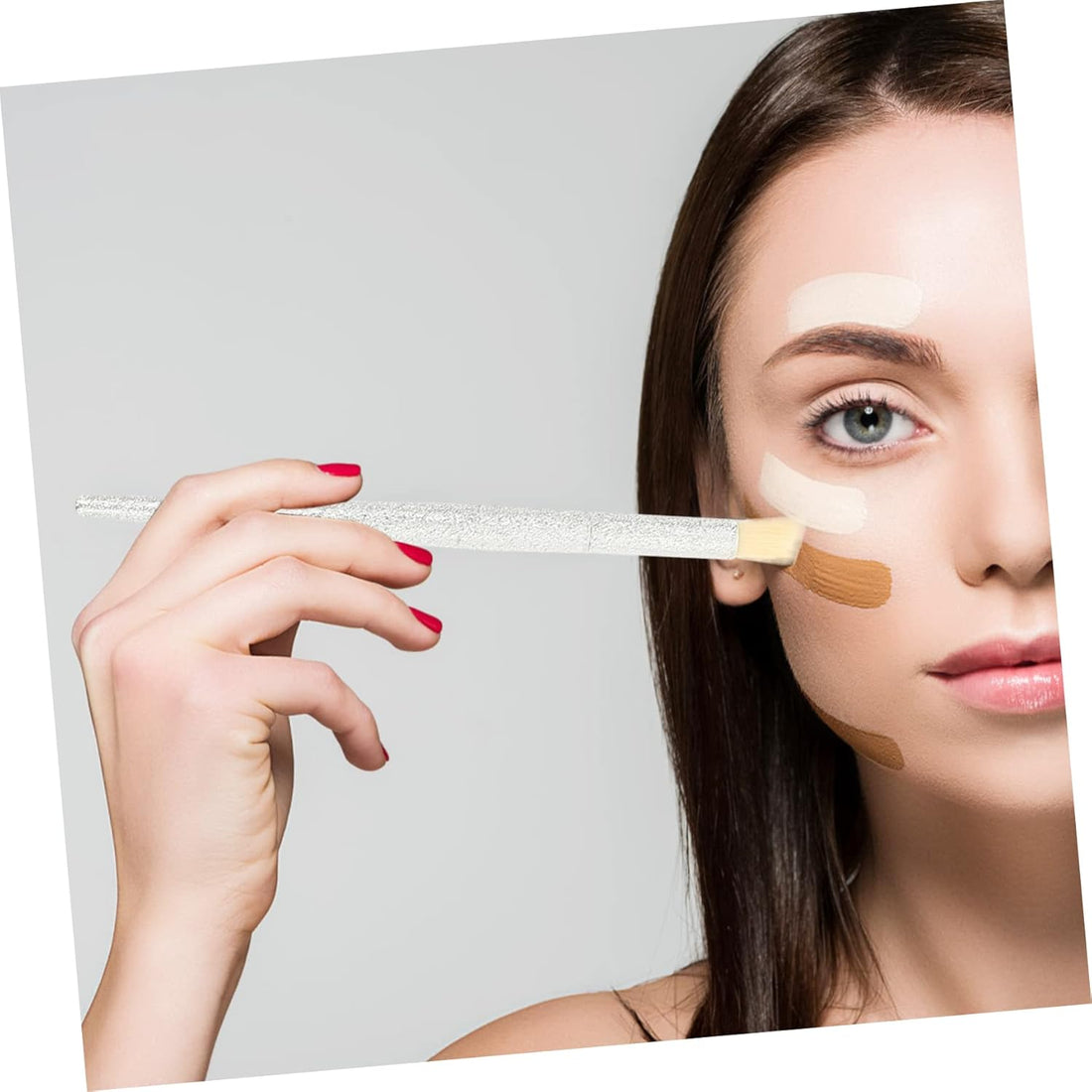 Nova Glam Essentials 5-Piece Eye & Lip Brush Set - Professional Blending, Shader & Precision Tools with White Handles (Travel Size)