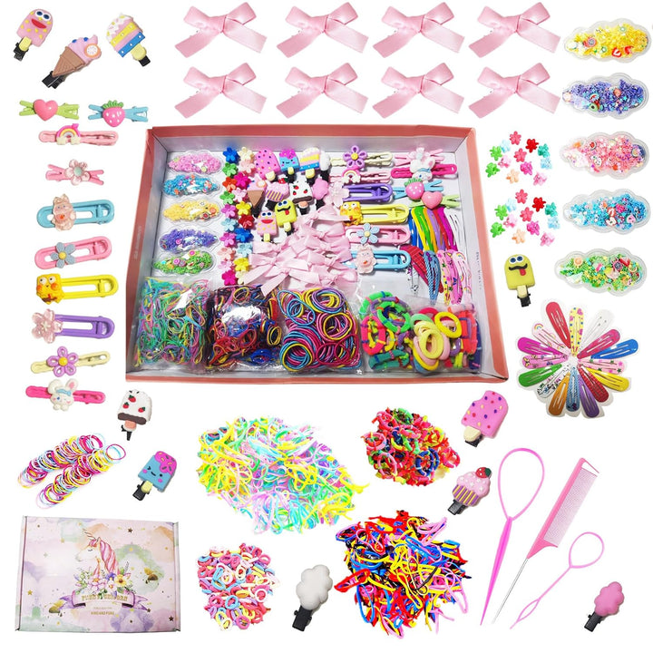 Nova Glam Essentials 1212-Piece Hair Accessories Kit - Hair Clips, Elastic Ties & Styling Tools for Girls & Women (69 Clip Styles + 1140 Bands)