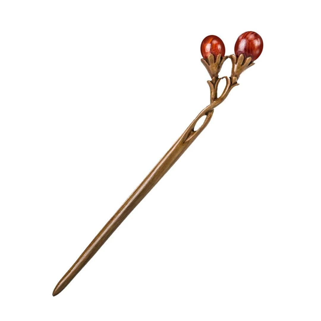 Nova Glam Essentials Handmade Carved Sandalwood Hair Stick - 7.08" Wooden Hair Pin for Long Hair Buns & Updos (Gift Box Included)