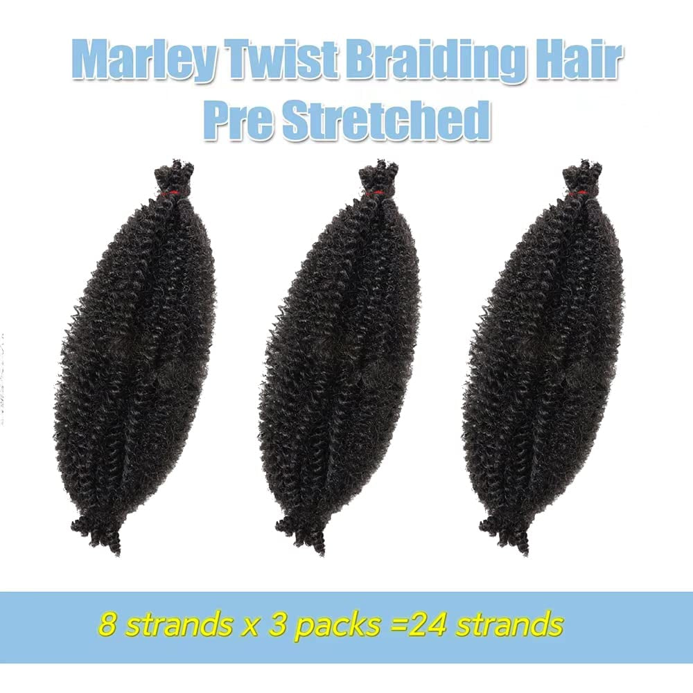 Nova Glam Essentials 10-Inch Marley Braiding Hair - 3-Pack Soft Faux Locs & Twist Hair (Color 1B) for Crochet Styles
