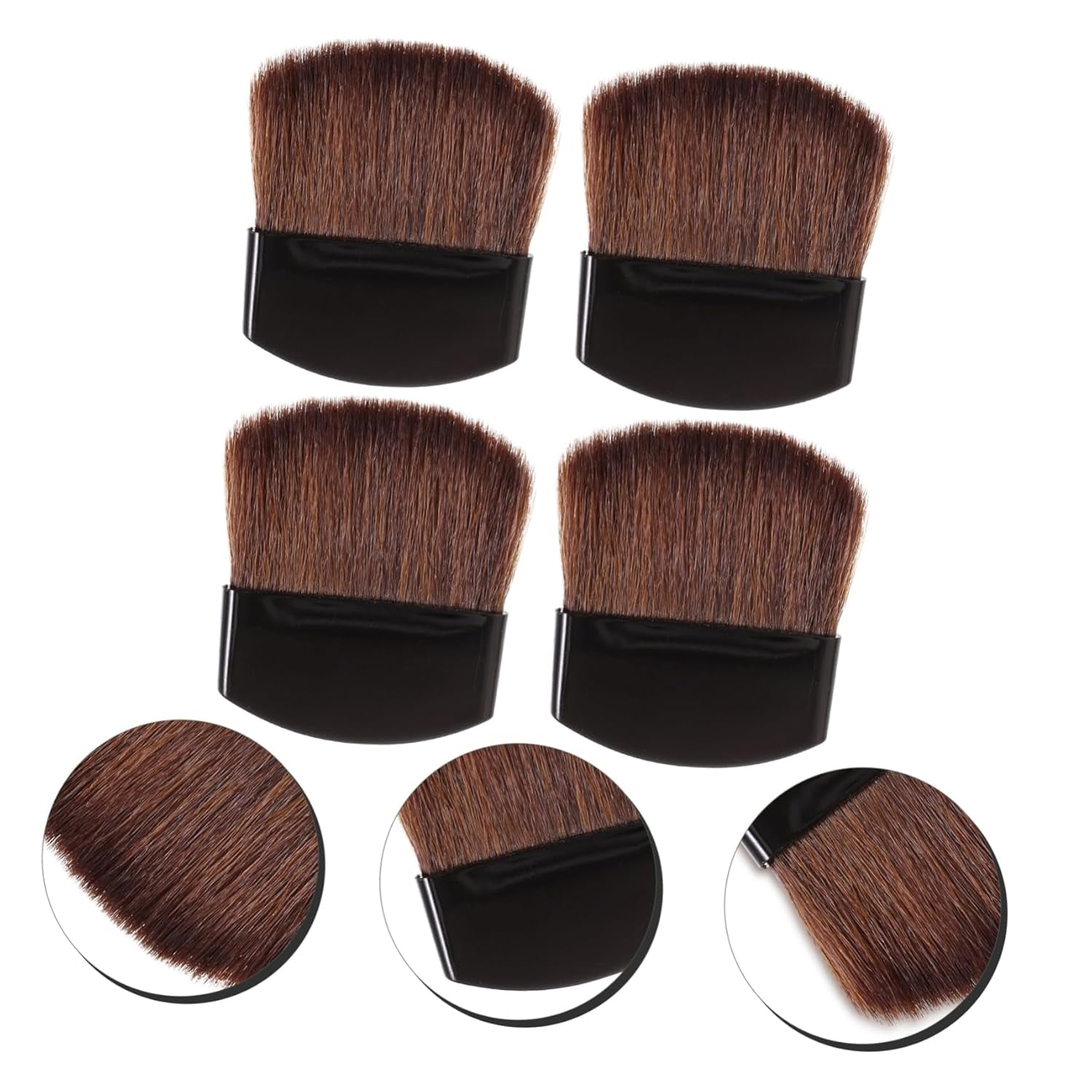 Nova Glam Essentials 4-Piece Mini Blush & Highlighter Set - Half-Moon Precision Brushes for Nose Contour, Blush & Powder (Travel Size)