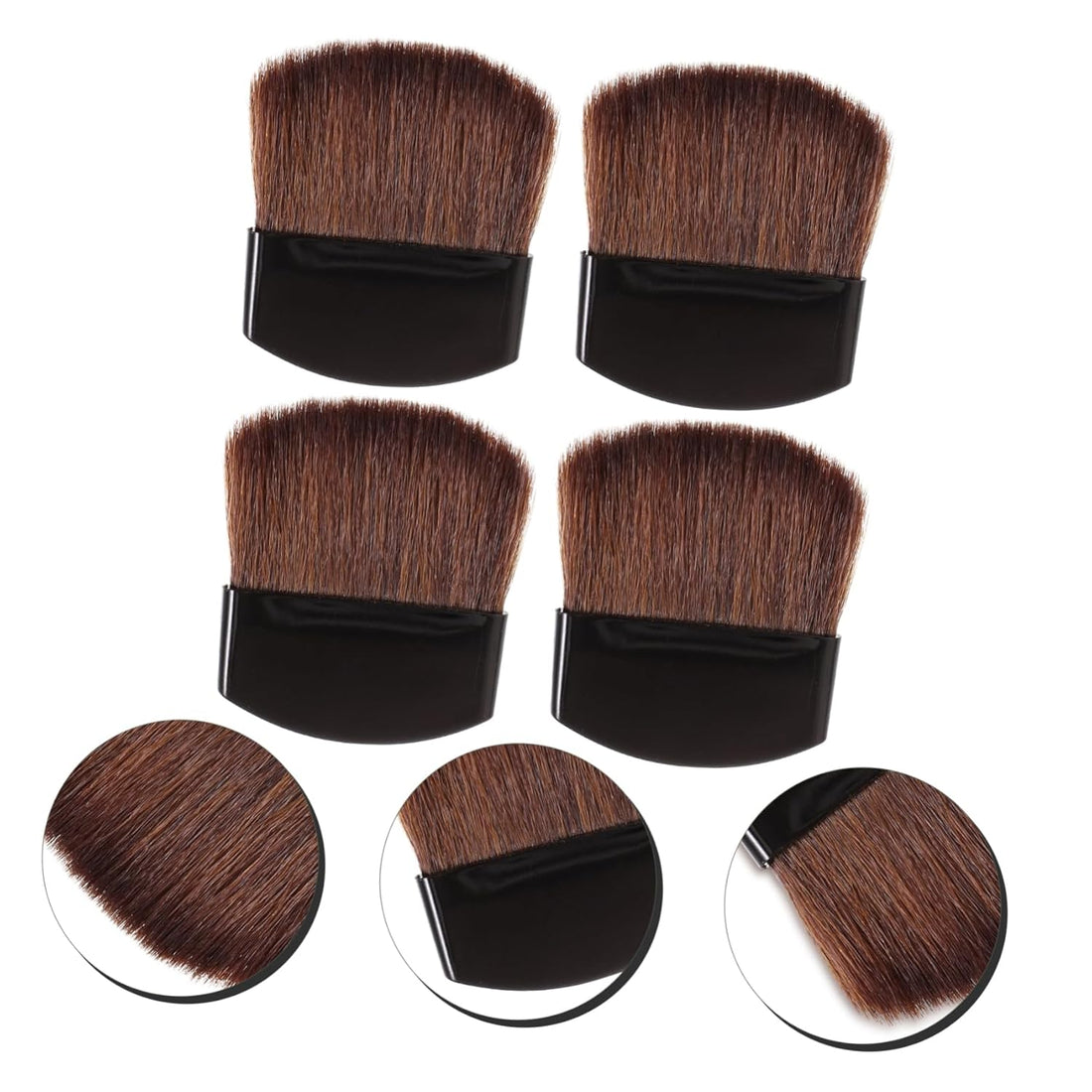 Nova Glam Essentials 4-Piece Mini Blush & Highlighter Set - Half-Moon Precision Brushes for Nose Contour, Blush & Powder (Travel Size)