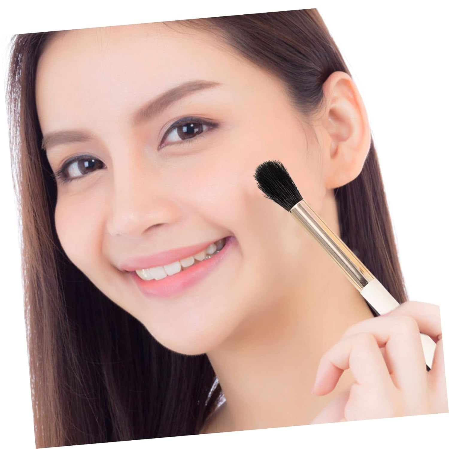 Nova Glam Essentials 6-Piece Travel Makeup Brush Set - Portable Mirror Case with Foundation & Eyeshadow Brushes (Nano Fiber Bristles)