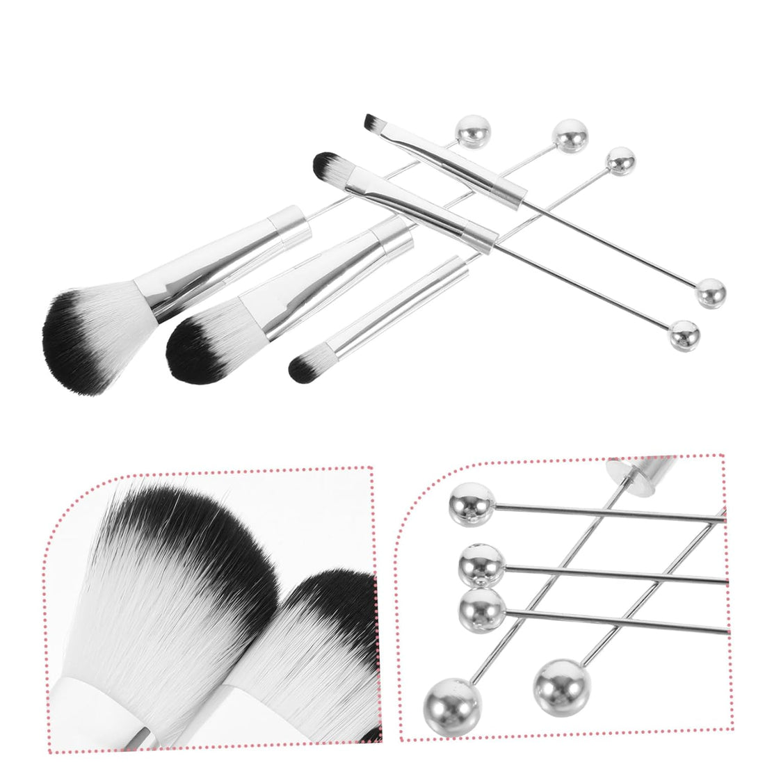 Makeup Brush Set with Soft Bristles for Blush Loose Powder and Eye Makeup Versatile Silver Handle Cosmetic Brushes for Effortless Application and Easy Cleaning