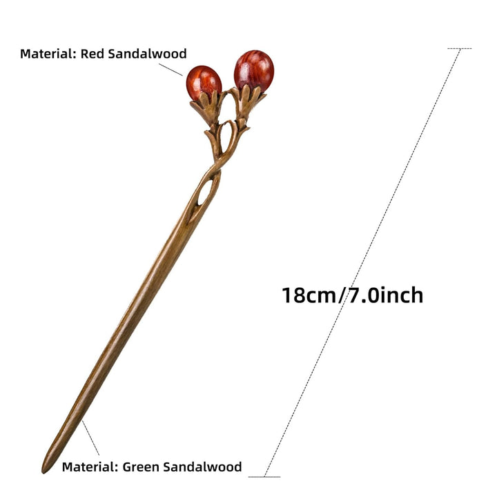 Nova Glam Essentials Handmade Carved Sandalwood Hair Stick - 7.08" Wooden Hair Pin for Long Hair Buns & Updos (Gift Box Included)
