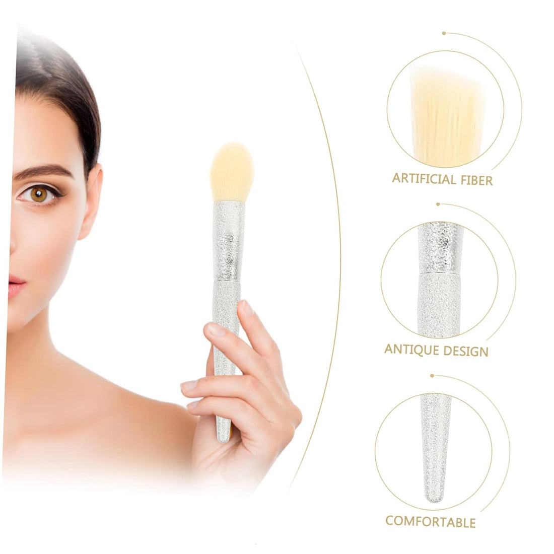 Nova Glam Essentials 5-Piece Eye & Lip Brush Set - Professional Blending, Shader & Precision Tools with White Handles (Travel Size)
