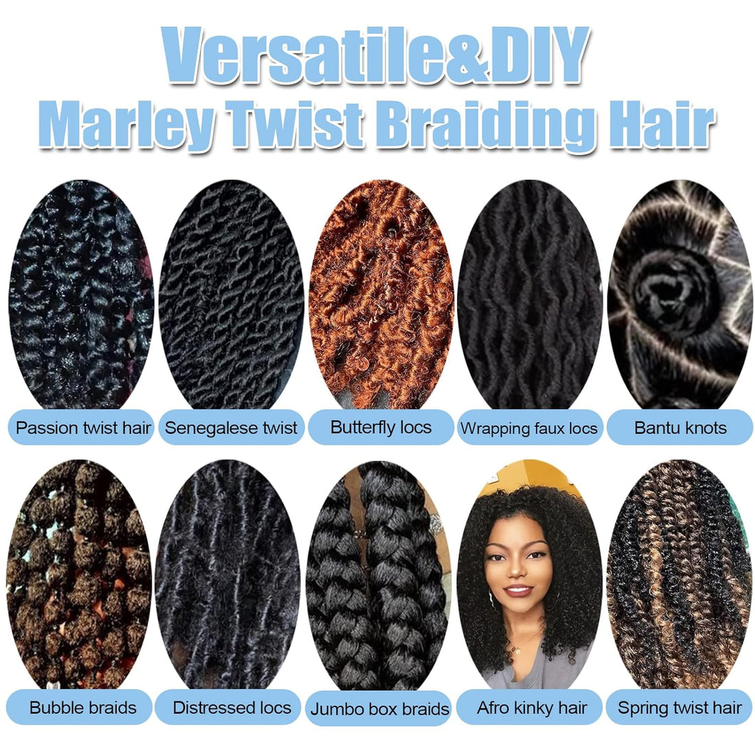 Nova Glam Essentials 10-Inch Marley Braiding Hair - 3-Pack Soft Faux Locs & Twist Hair (Color 1B) for Crochet Styles