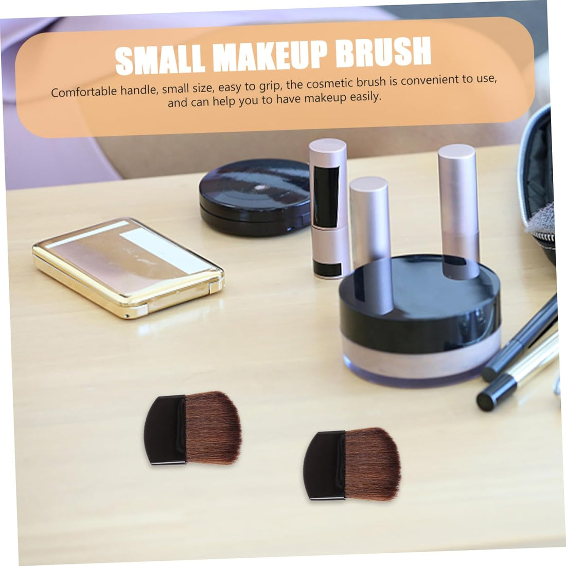 Nova Glam Essentials 4-Piece Mini Blush & Highlighter Set - Half-Moon Precision Brushes for Nose Contour, Blush & Powder (Travel Size)