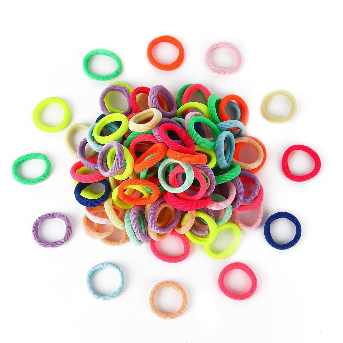 Nova Glam Essentials 100-Piece Seamless Hair Ties - Cotton Elastic Ponytail Holders for Women & Girls 