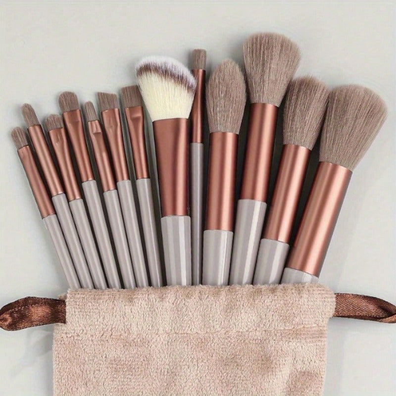 Makeup Brush Set- Soft And Fluffy Professional Makeup Foundation, Powder Eyeshadow, Kabuki Mixed Makeup Brush, Beauty Kit, Makeup Sponge, Beauty Gift, Makeup Beginner -13 Pieces