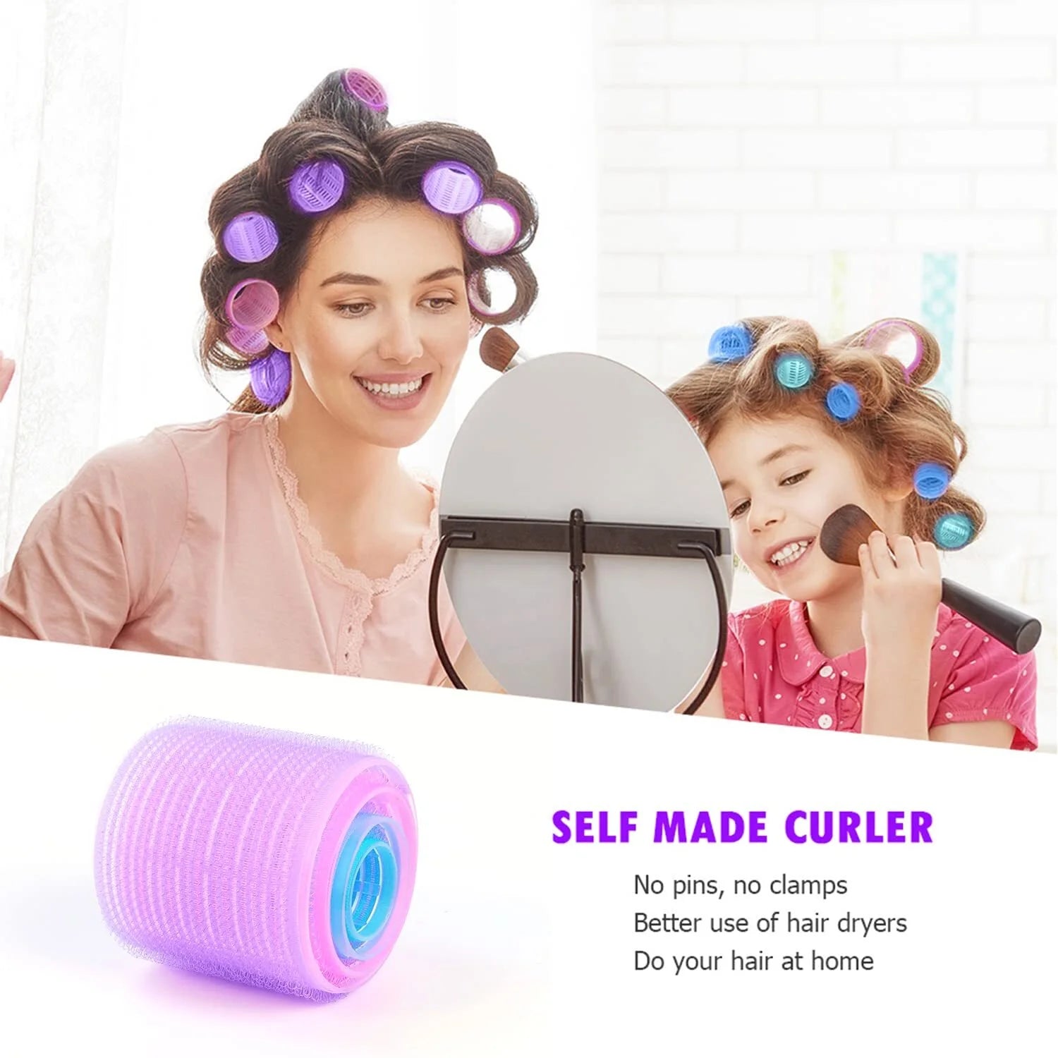 Nova Glam Essentials 30-Piece Self-Grip Hair Roller Set - Heatless Curling System for Long, Medium & Short Hair (3 Sizes)