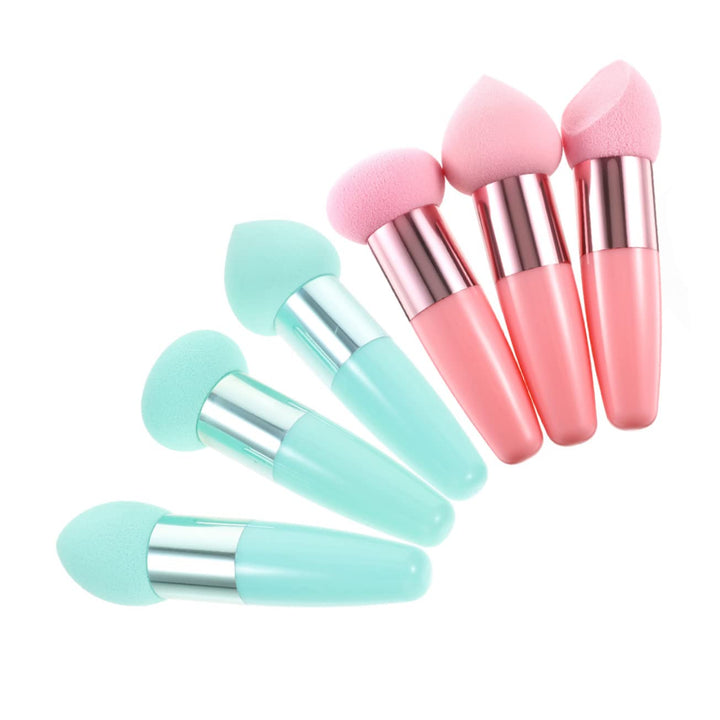 Nova Glam Essentials 6-Piece Makeup Sponge Pen Set - Ergonomic Beauty Puffs for Foundation, Concealer & Powder (Pink)