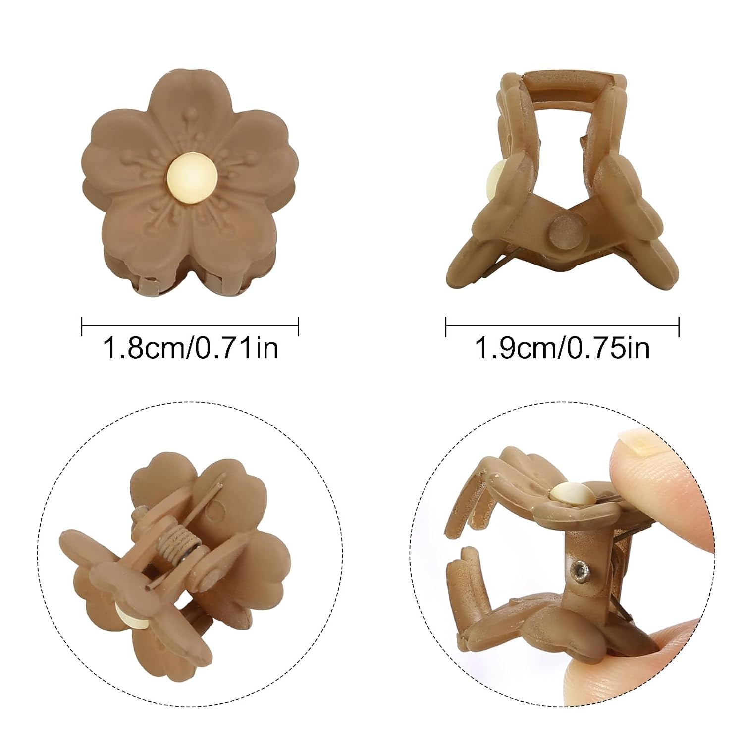 Nova Glam Essentials 20-Piece Mini Daisy Hair Clips - Matte Jaw Claw Clips for Fine Hair, Women's Tiny Flower Hair Accessories (Neutral Colors)