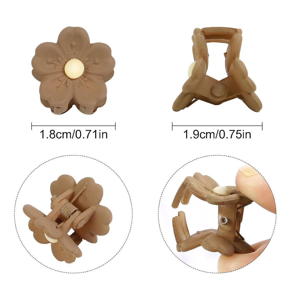 Nova Glam Essentials 20-Piece Mini Daisy Hair Clips - Matte Jaw Claw Clips for Fine Hair, Women's Tiny Flower Hair Accessories (Neutral Colors)