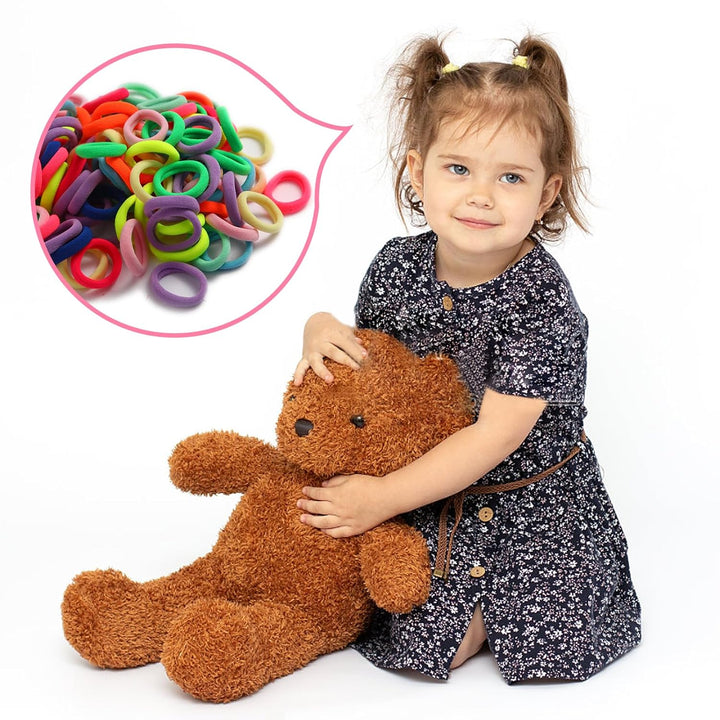 Nova Glam Essentials 100-Piece Seamless Hair Ties - Cotton Elastic Ponytail Holders for Women & Girls 