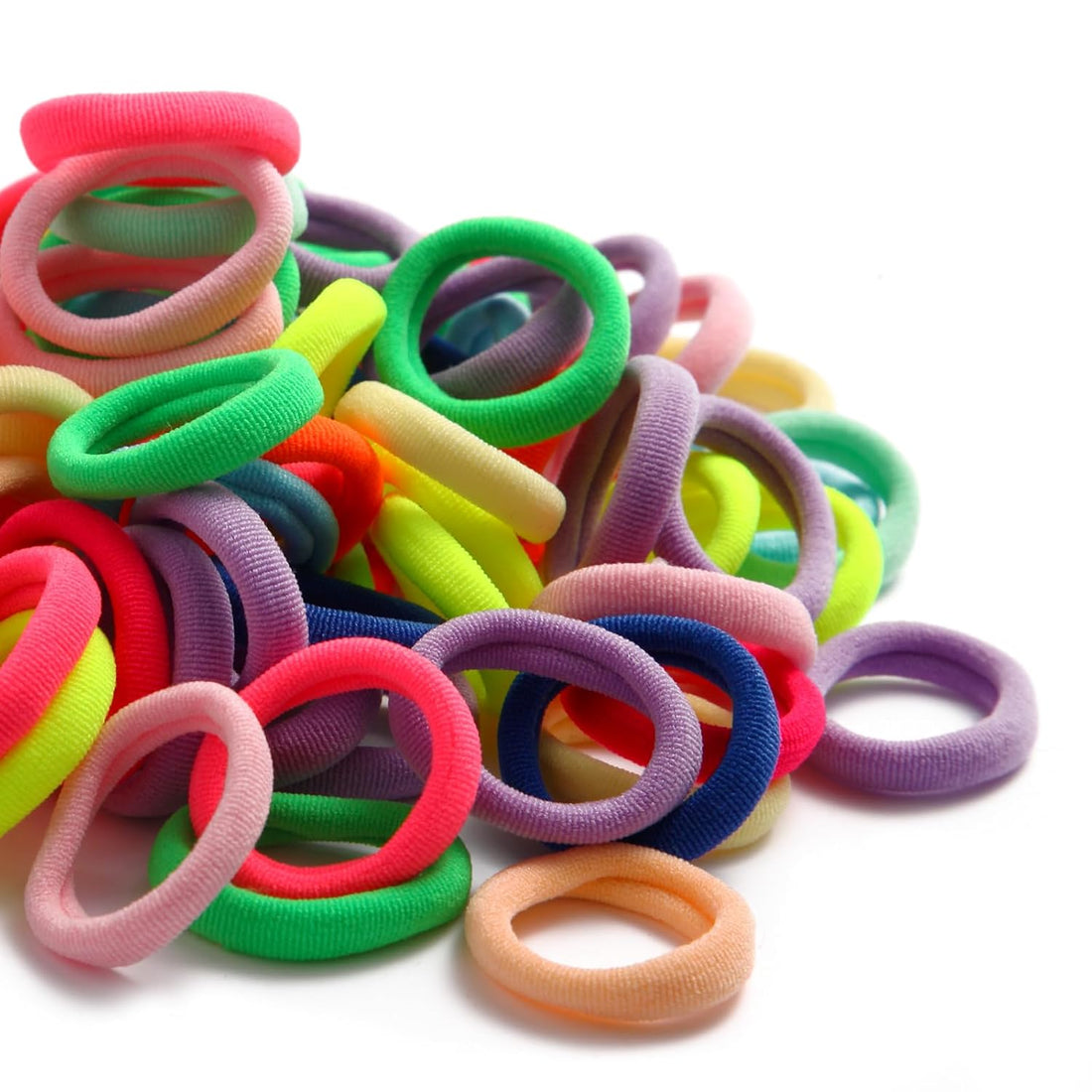 Nova Glam Essentials 100-Piece Seamless Hair Ties - Cotton Elastic Ponytail Holders for Women & Girls 