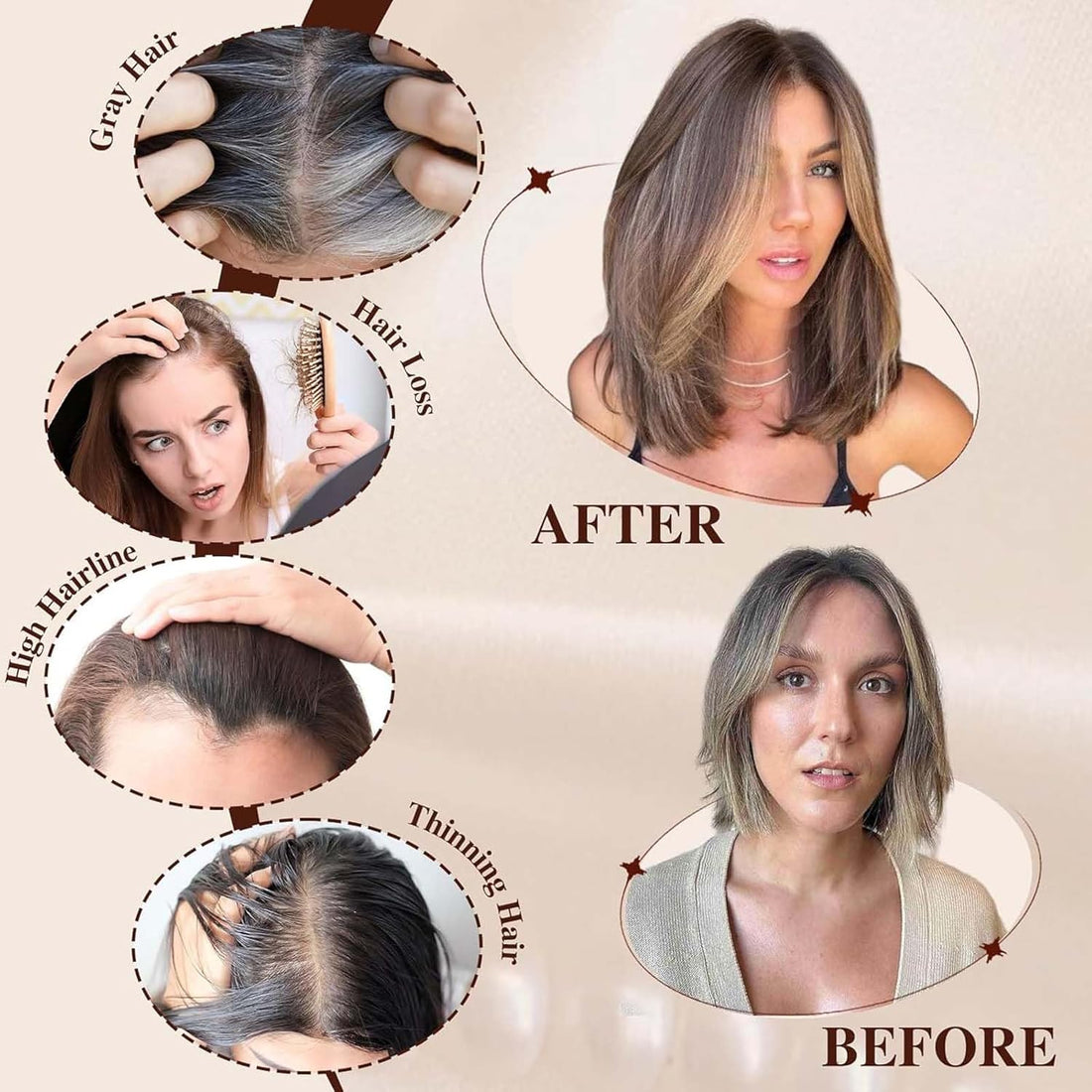 Clip in Hair Pieces for Women Hair Toppers for Women Real Human Hair Hair Toppers Bangs Hair Clip Thinning Hair(18Inch)