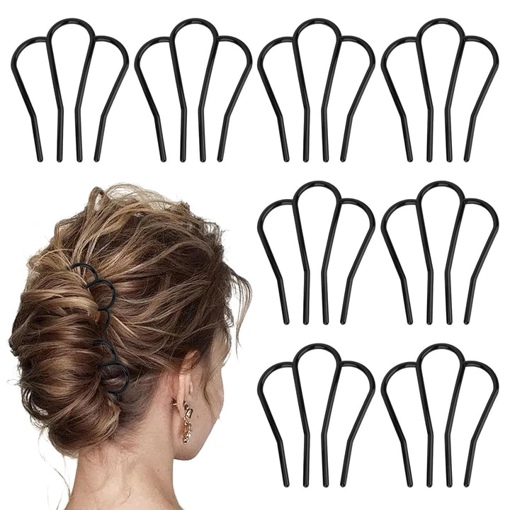 Nova Glam Essentials 8-Piece French Hair Side Combs - Vintage Wave Design Hair Forks for Updos, French Twists & Buns (All Hair Types)