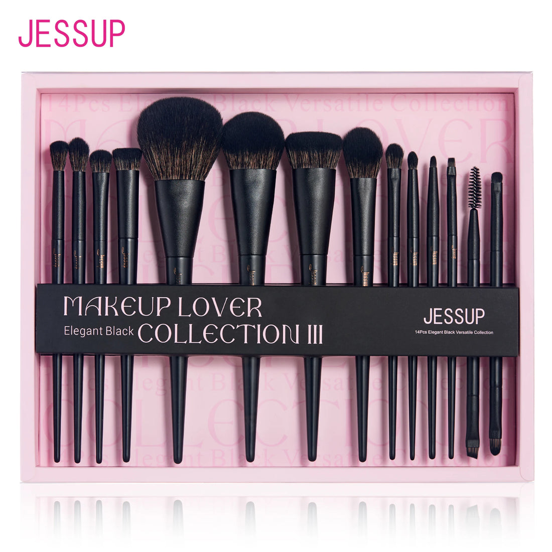 Nova Glam Essentials 14-Piece Professional Makeup Brush Set - Vegan Synthetic Contour, Foundation & Eyeshadow Kit with Gift Box