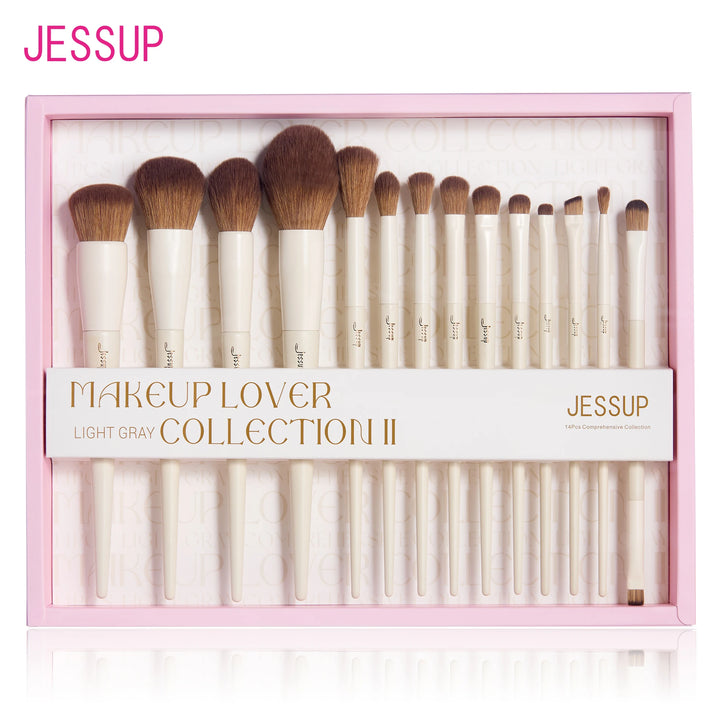 Nova Glam Essentials 14-Piece Professional Makeup Brush Set - Vegan Synthetic Contour, Foundation & Eyeshadow Kit with Gift Box