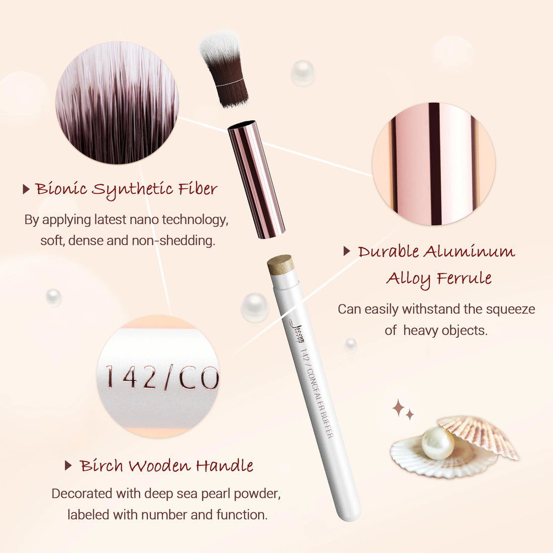Nova Glam Essentials 25-Piece Luxury Brush Set – Rose Gold Ferrules & Pearl-White Handles