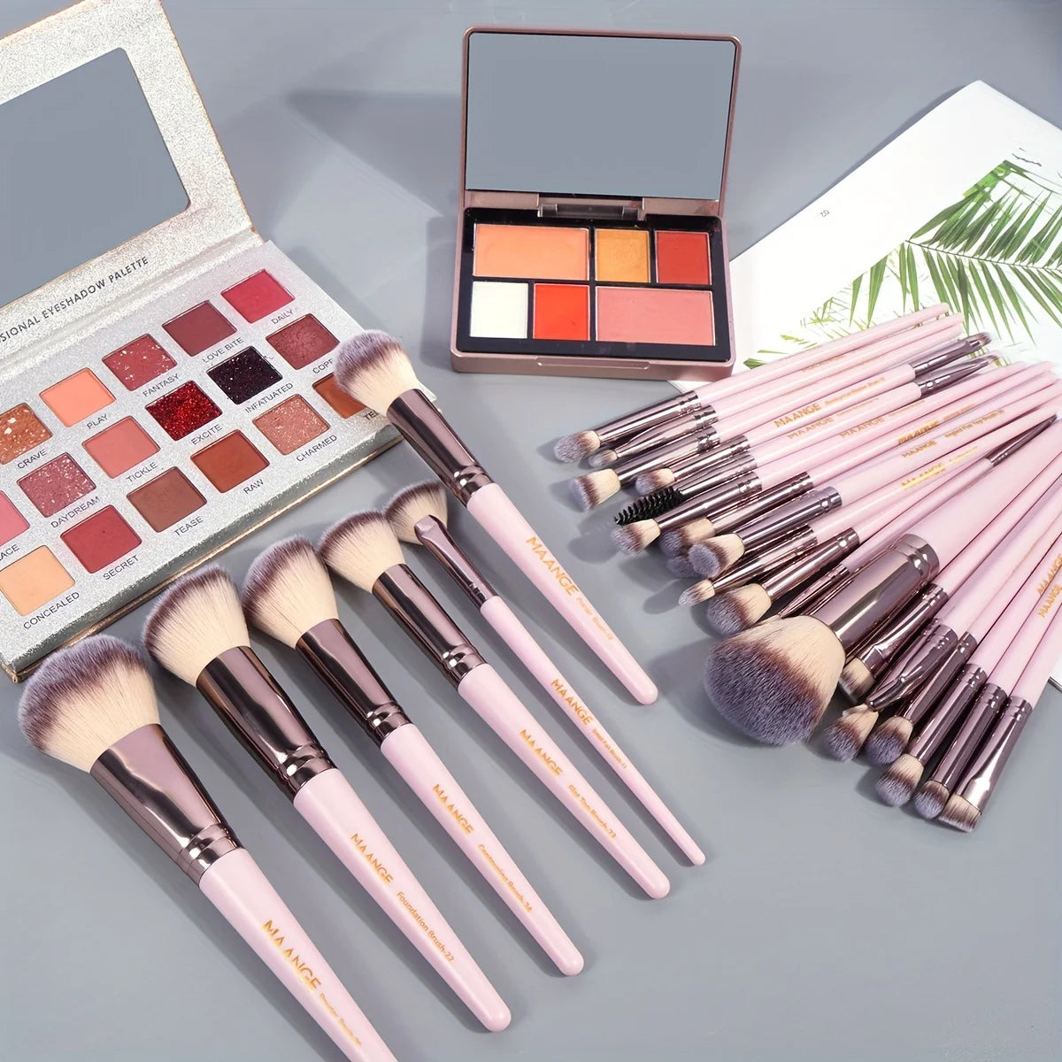 Nova Glam Essentials 30-Piece Vegan Makeup Brush Set – Professional Nylon Brushes with Travel Pouch