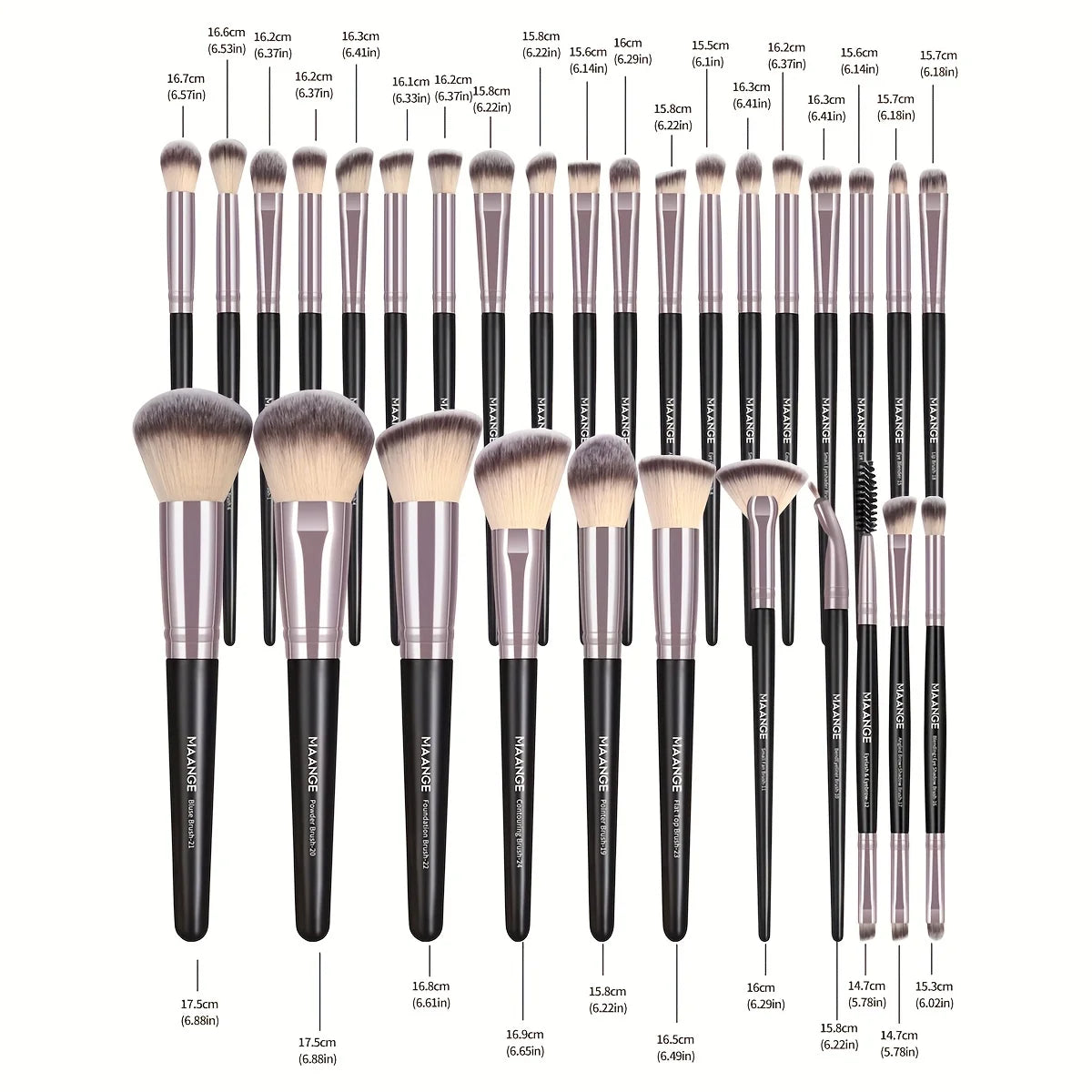 Nova Glam Essentials 30-Piece Vegan Makeup Brush Set – Professional Nylon Brushes with Travel Pouch