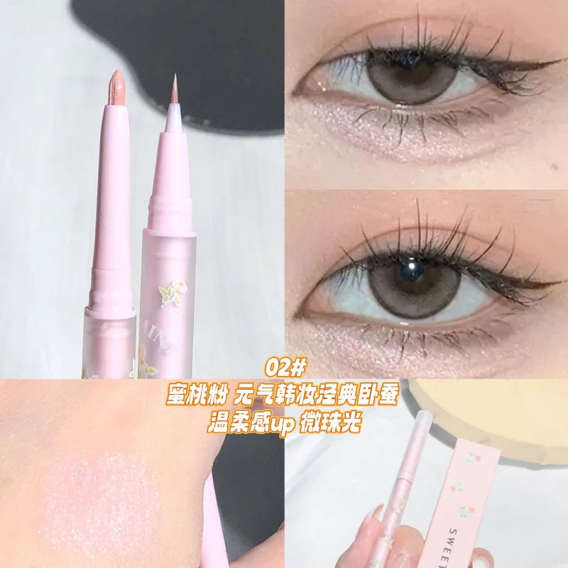 Nova Glam Essentials Double-Ended Silkworm Makeup Pen - Waterproof Nude Contour Liner & Shimmer Highlighter for Eyes, Nose & Brows