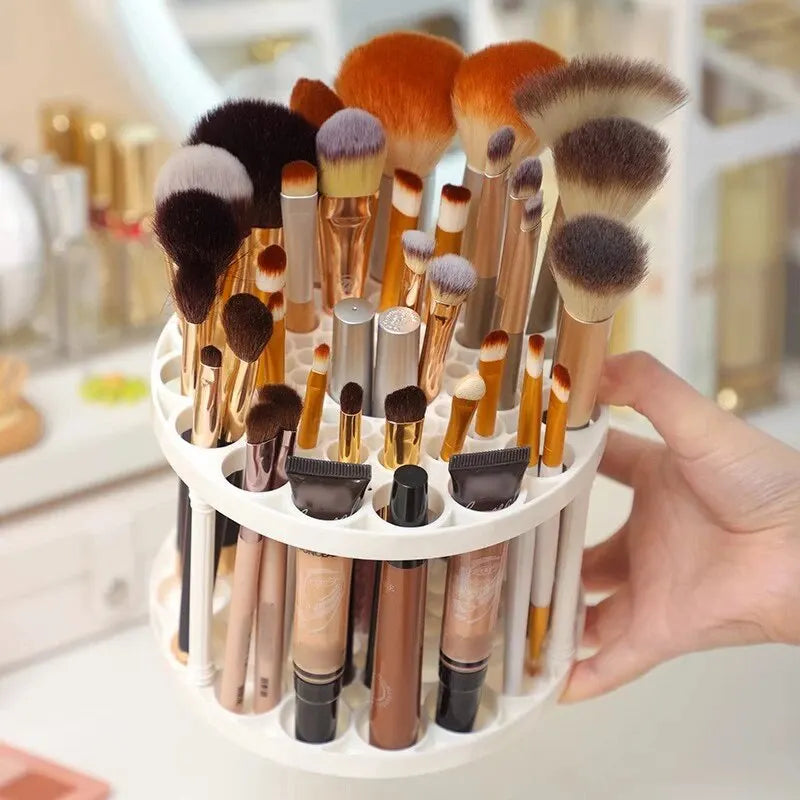 Nova Glam Essentials Rotating Makeup Brush Rack – Acrylic Tiered Storage Organizer