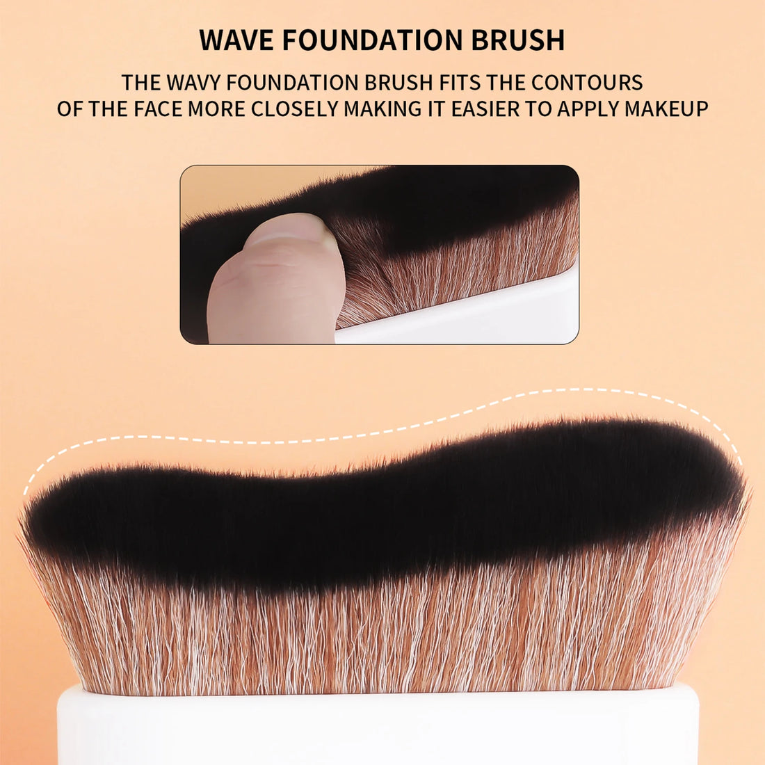 Nova Glam Essentials Wave Foundation Brush – Ergonomic Wavy Design for Streak-Free Blending