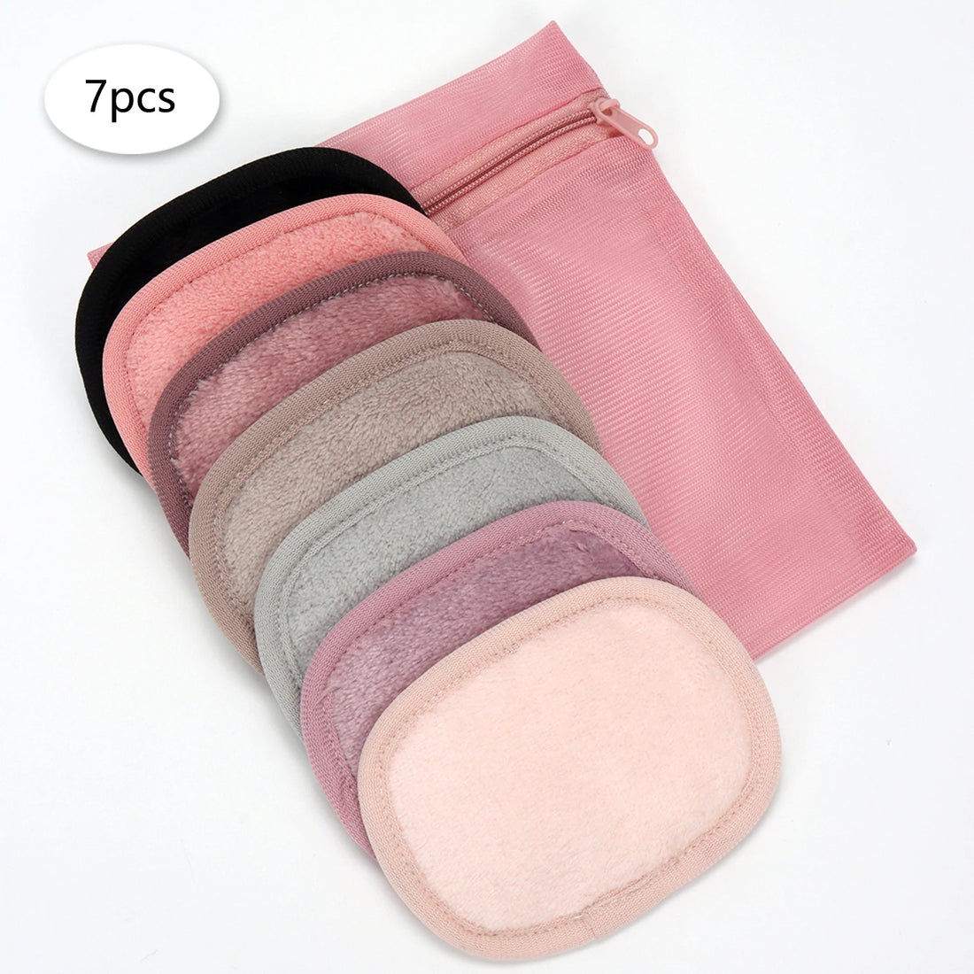 Nova Glam Essentials Reusable Makeup Remover Set – 7/14-Pack Polyurethane Pads + Mesh Laundry Bag