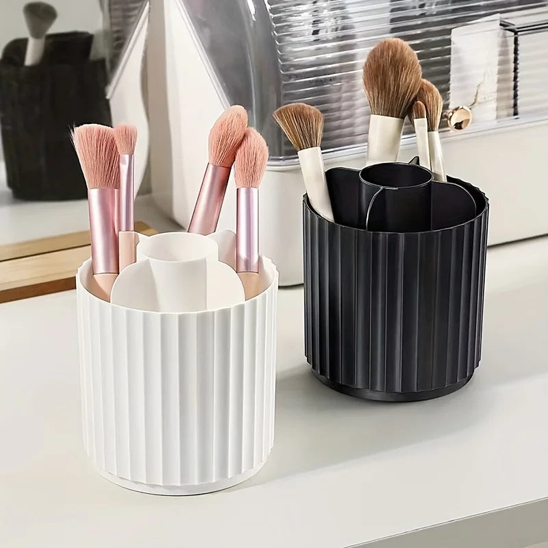 Nova Glam Essentials Rotating Makeup Brush Organizer – Acrylic Cylinder with Dustproof Lid