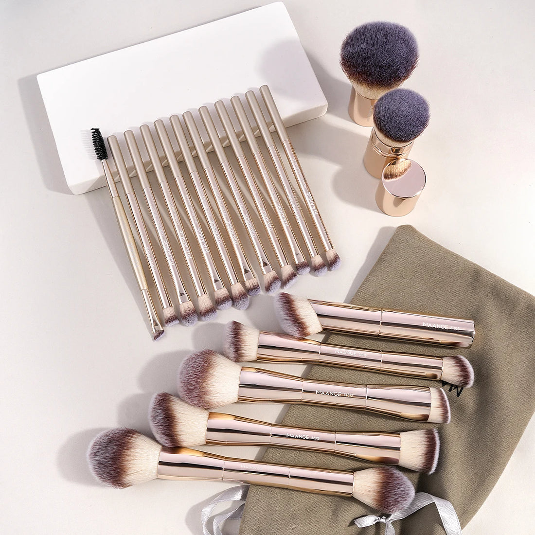 Nova Glam Essentials 20-Piece Double-Ended Brush Set – Compact Travel Makeup Kit