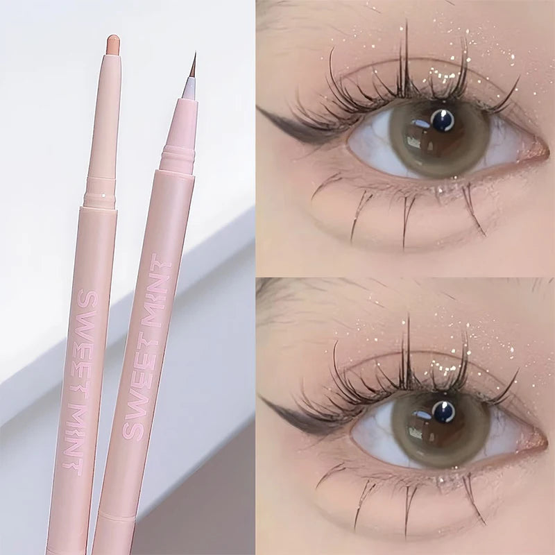 Nova Glam Essentials Double-Ended Silkworm Makeup Pen - Waterproof Nude Contour Liner & Shimmer Highlighter for Eyes, Nose & Brows