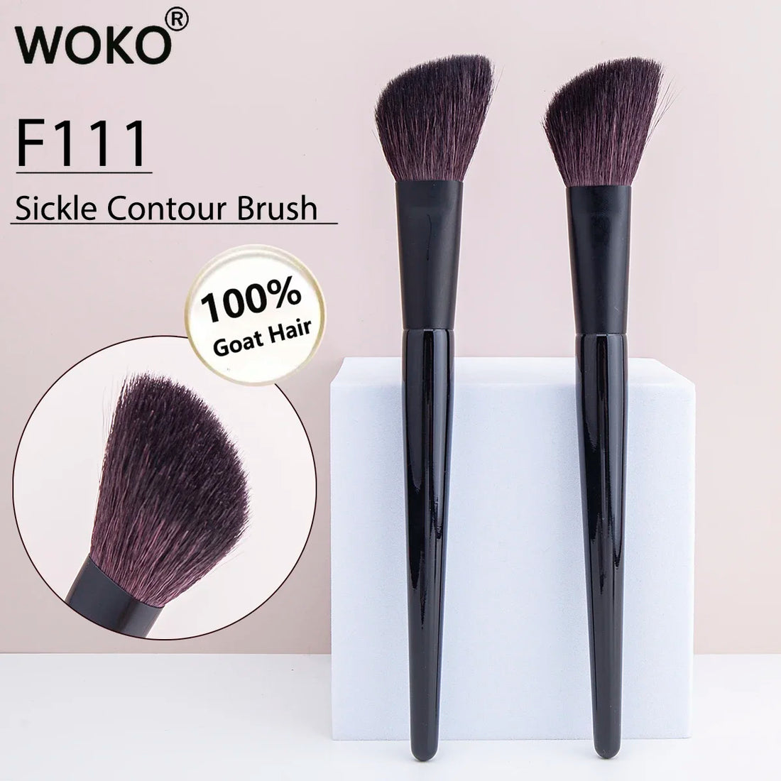 Nova Glam Essentials Sickle Contour Brush – Goat Hair Bristles for Precision Sculpting