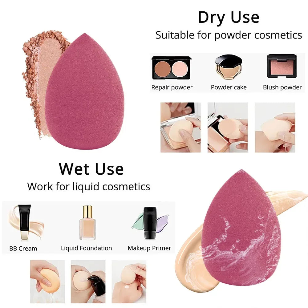Nova Glam Essentials 8-Piece Latex Makeup Sponge Set – Purple Beauty Egg Blenders & Mini Puffs