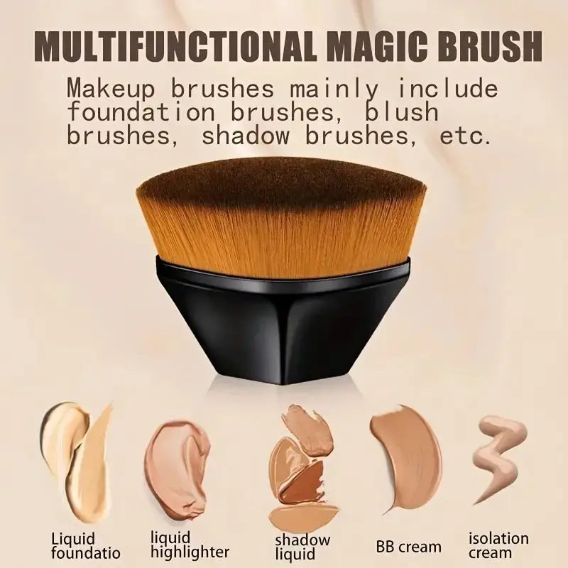 Nova Glam Essentials Kabuki Tanning Brush – Silicone Cleaning Pad & Self-Tanner Applicator
