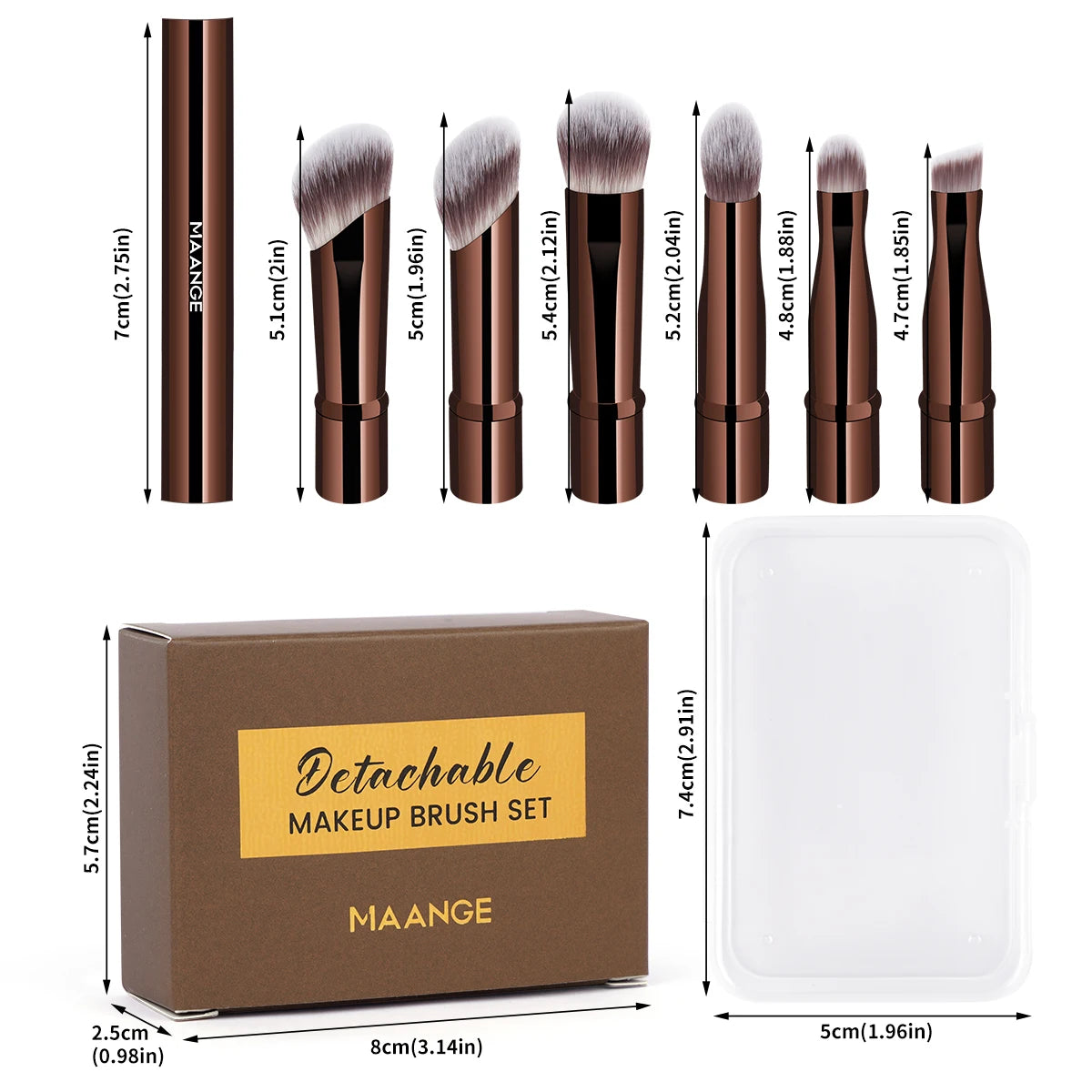 Nova Glam Essentials 6-Piece Detachable Travel Brush Set – Compact Metal Handle Design