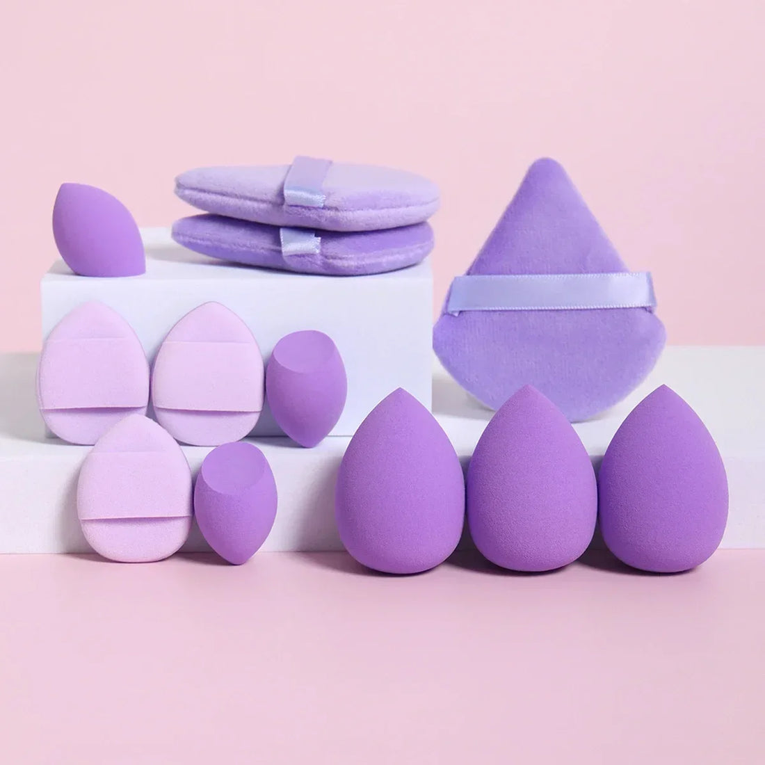 Nova Glam Essentials 12-Piece Velvet Triangle Sponge Set – Purple Hydrophilic Non-Latex Sponges