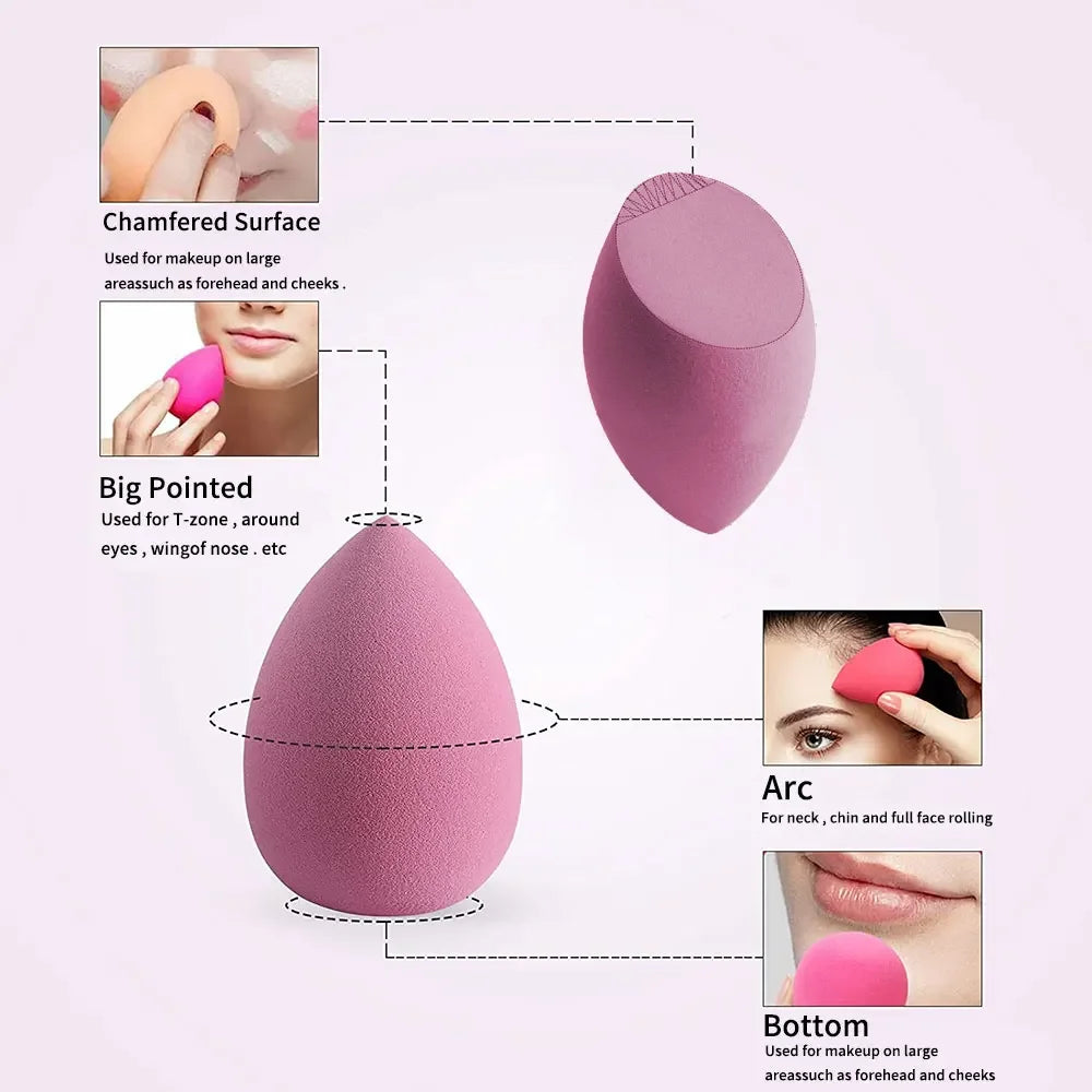 Nova Glam Essentials 8-Piece Latex Makeup Sponge Set – Purple Beauty Egg Blenders & Mini Puffs
