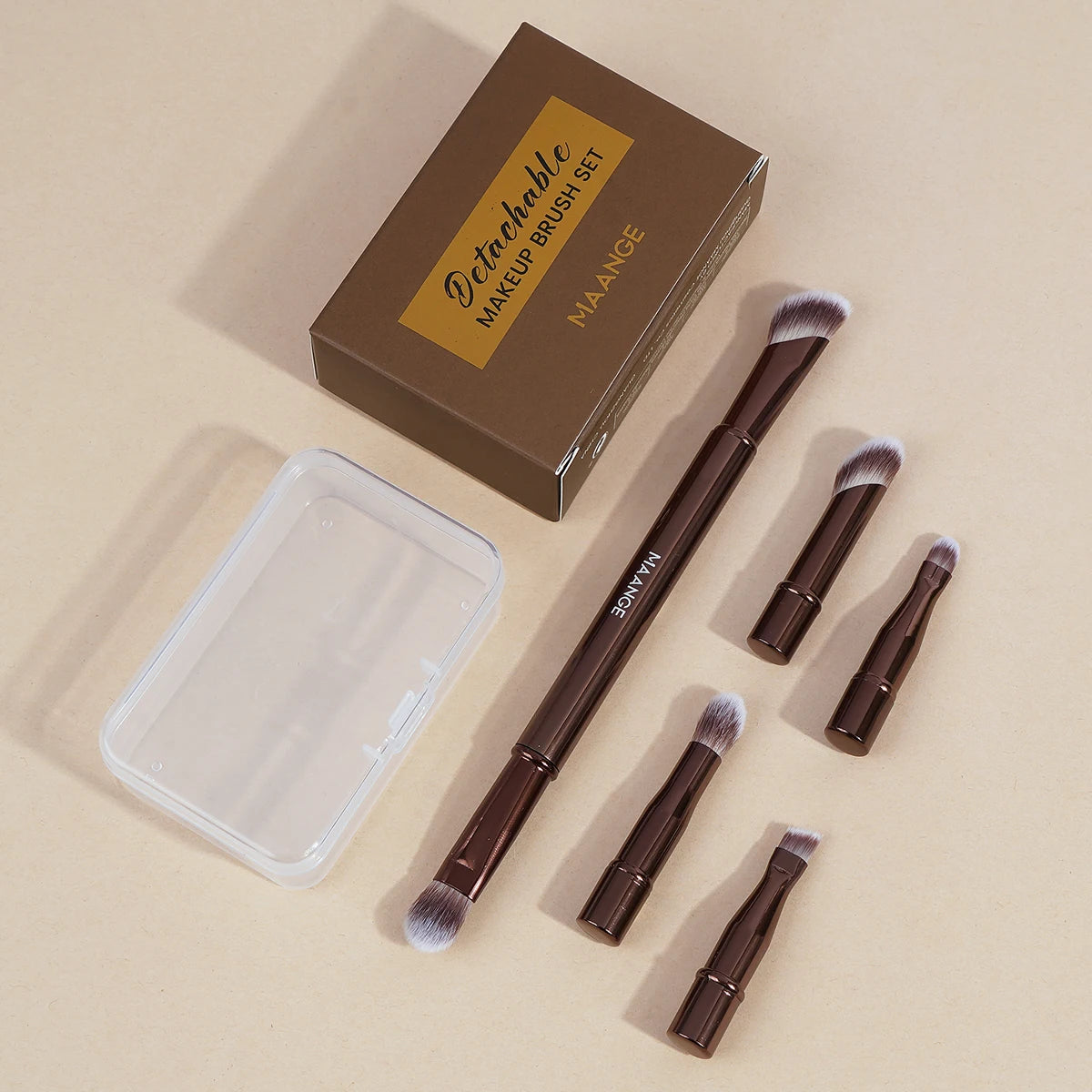 Nova Glam Essentials 6-Piece Detachable Travel Brush Set – Compact Metal Handle Design