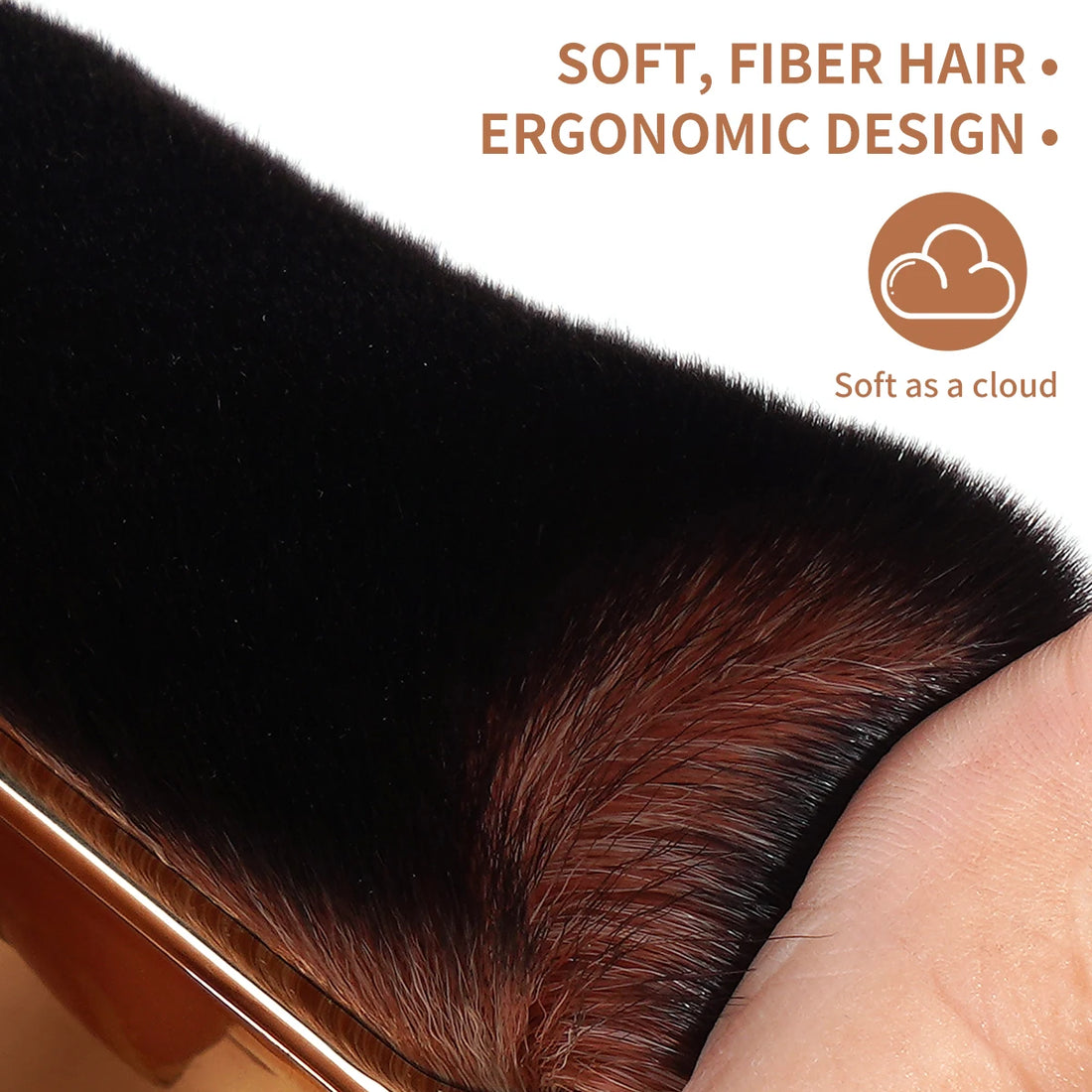 Nova Glam Essentials Pro Kabuki Brush – Gold/Rose Gold Contour & Self-Tanner Applicator