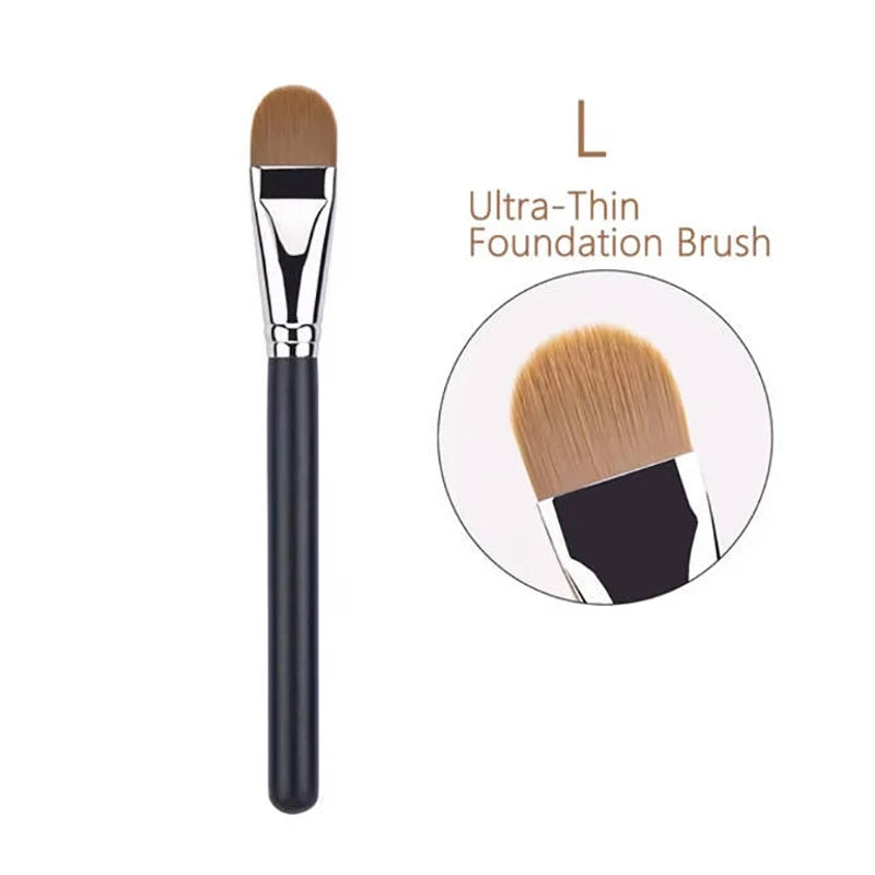 Nova Glam Essentials 4-Size Ultra-Thin Foundation Brush Set – Flat Round Liquid/Cream Concealer & Contour Makeup Tools