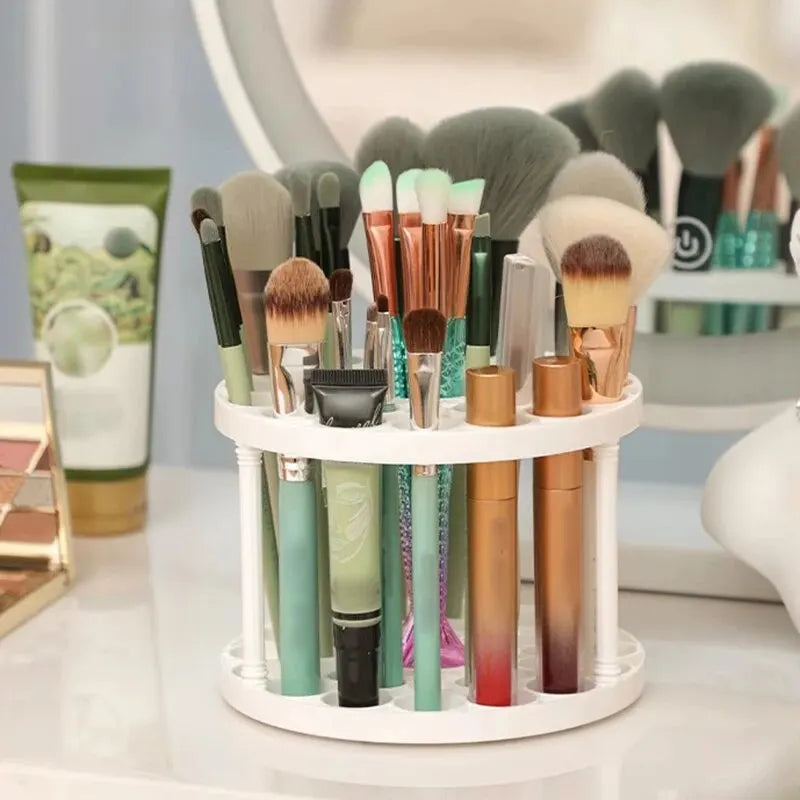 Nova Glam Essentials Rotating Makeup Brush Rack – Acrylic Tiered Storage Organizer
