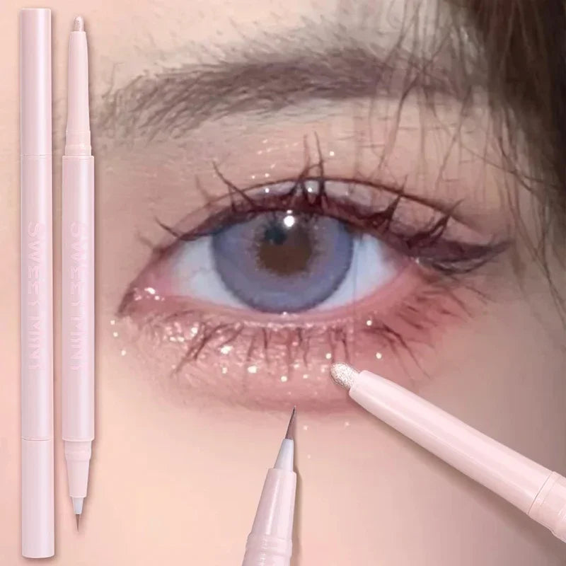 Nova Glam Essentials Double-Ended Silkworm Makeup Pen - Waterproof Nude Contour Liner & Shimmer Highlighter for Eyes, Nose & Brows