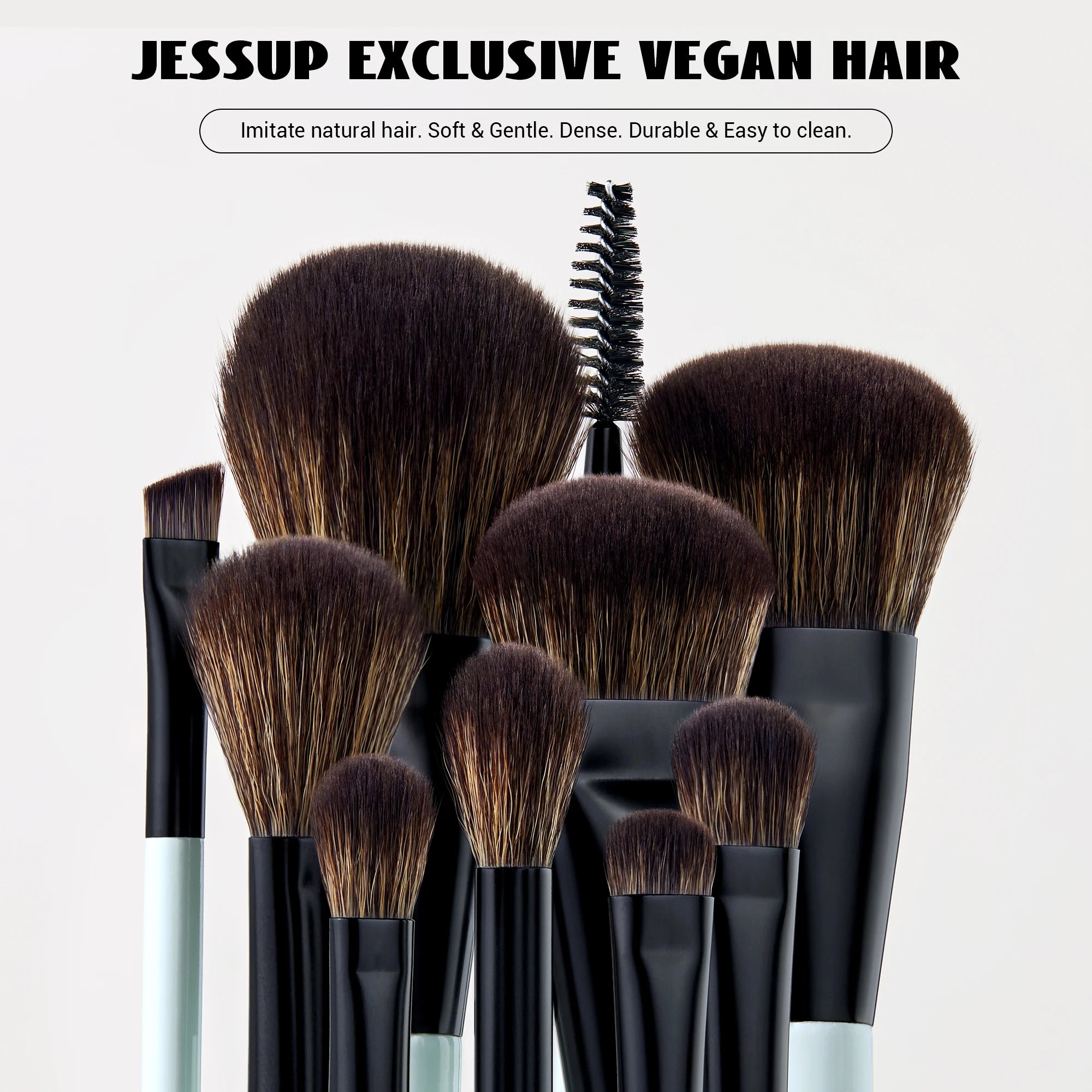 Nova Glam Essentials Double-Sided Brush Set – Bright Cyan Vegan Brushes for Multi-Use Makeup
