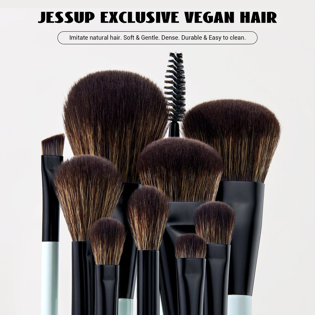 Nova Glam Essentials Double-Sided Brush Set – Bright Cyan Vegan Brushes for Multi-Use Makeup
