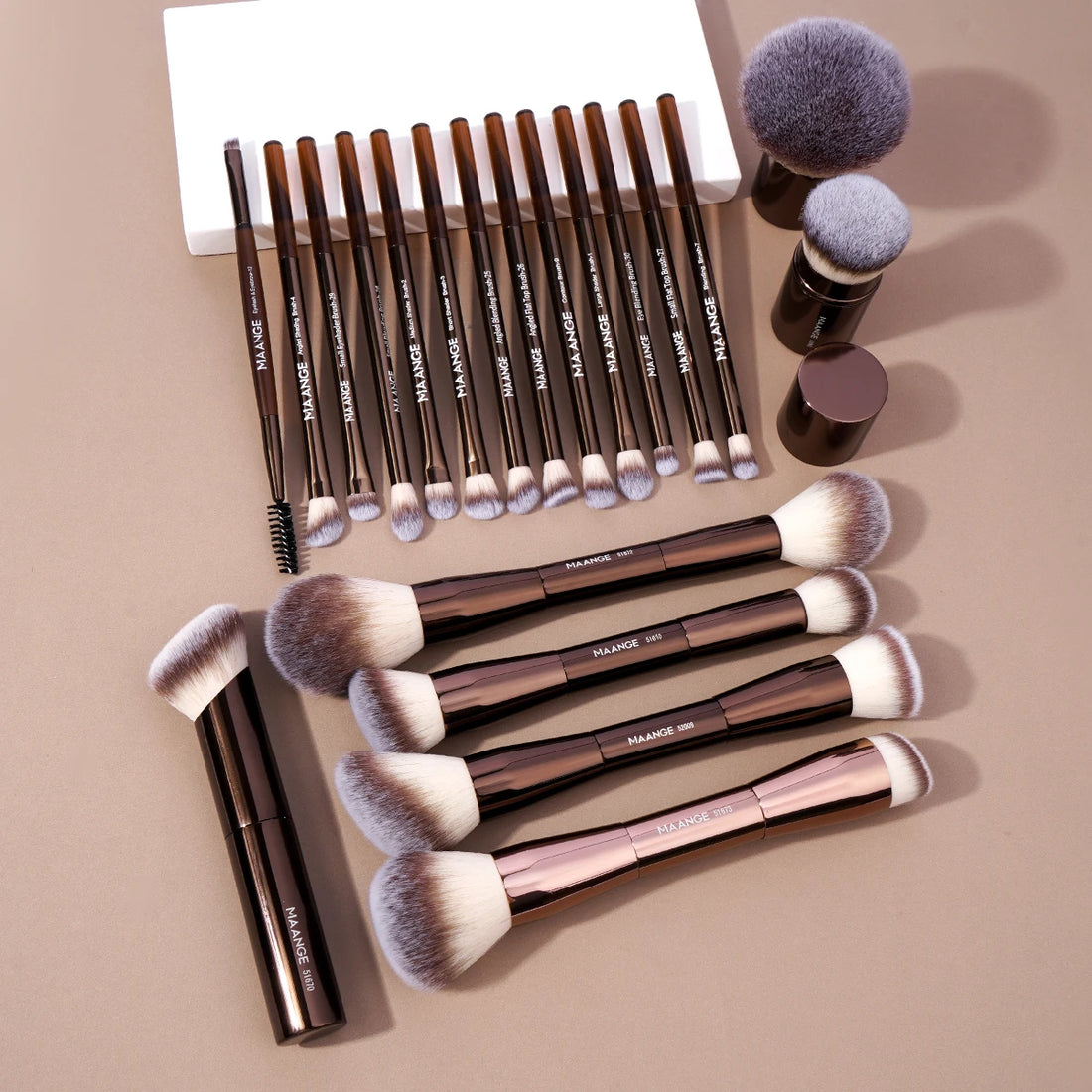 Nova Glam Essentials 20-Piece Double-Ended Brush Set – Compact Travel Makeup Kit